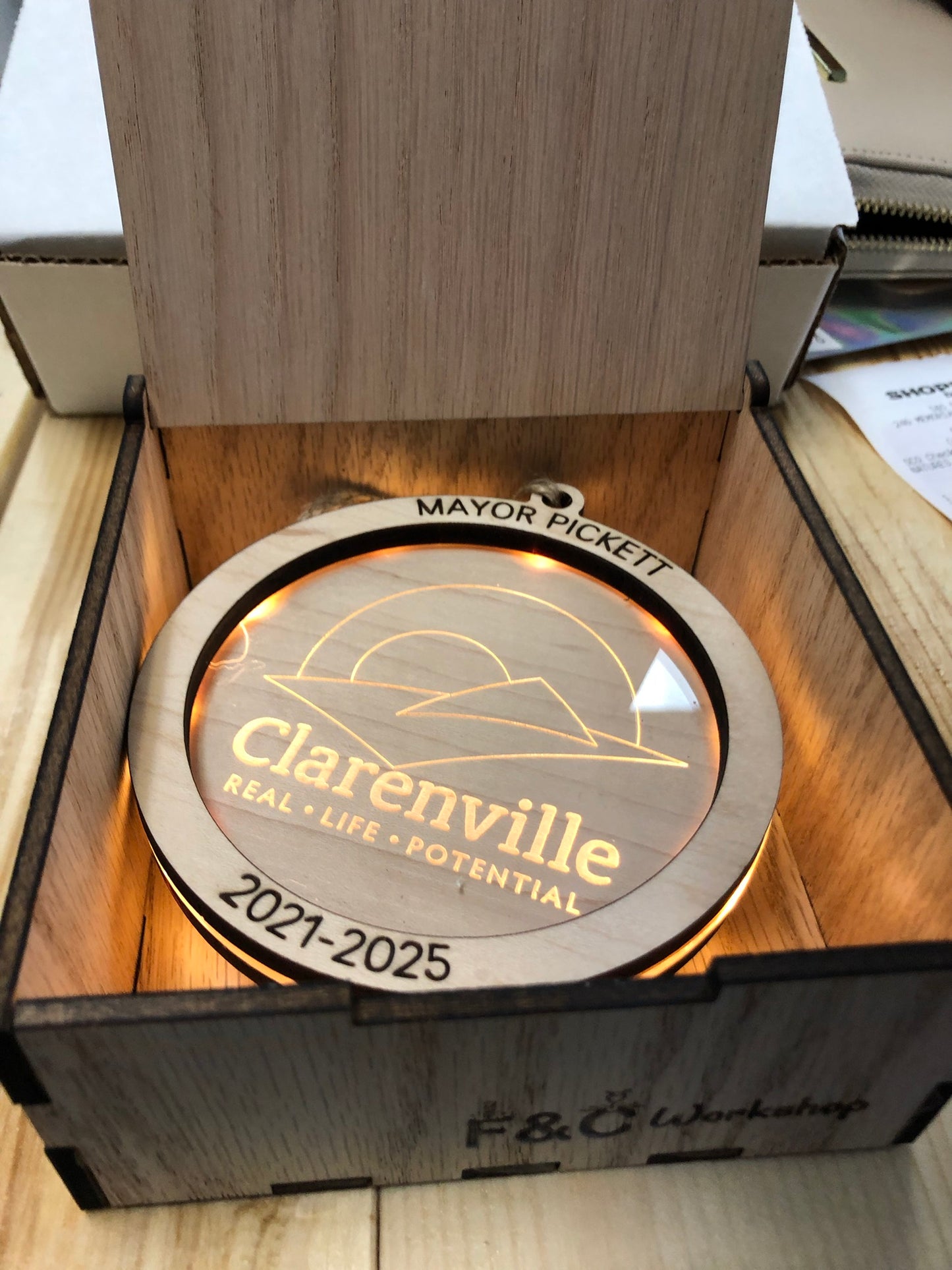 Custom Company Logo Ornament – Personalized Business Christmas Gift | Laser Engraved Wood Ornament for Employees or Clients