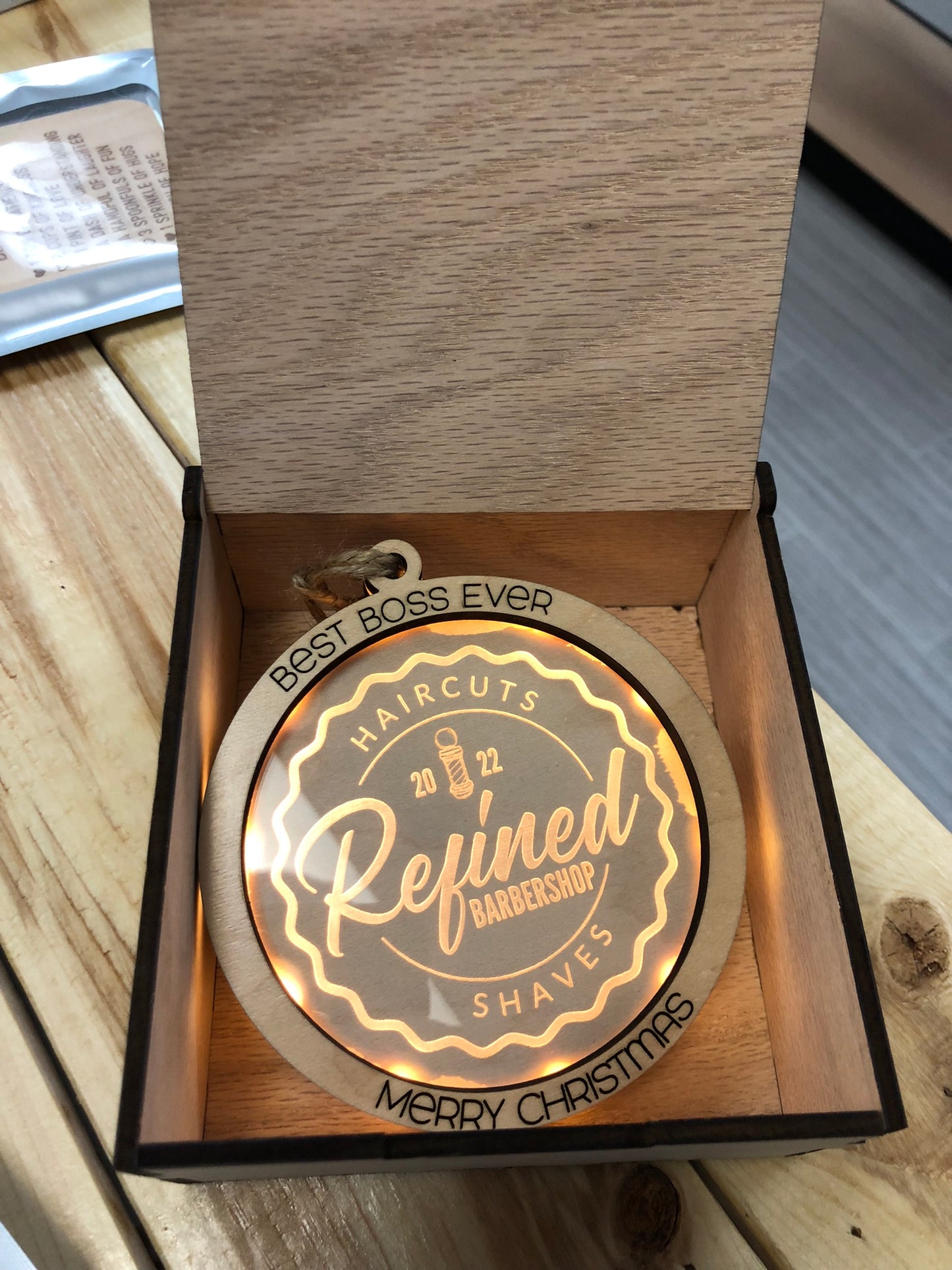 Custom Company Logo Ornament – Personalized Business Christmas Gift | Laser Engraved Wood Ornament for Employees or Clients
