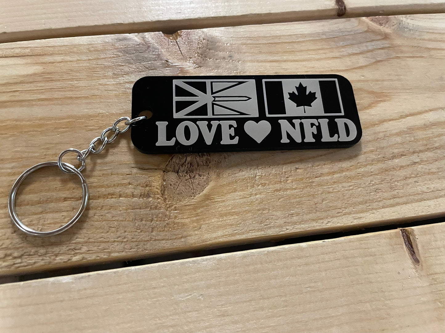 Newfoundland Acrylic Keychain | 709 NFLD & Love NFLD | Laser Engraved Souvenir | Made in Newfoundland, Canada