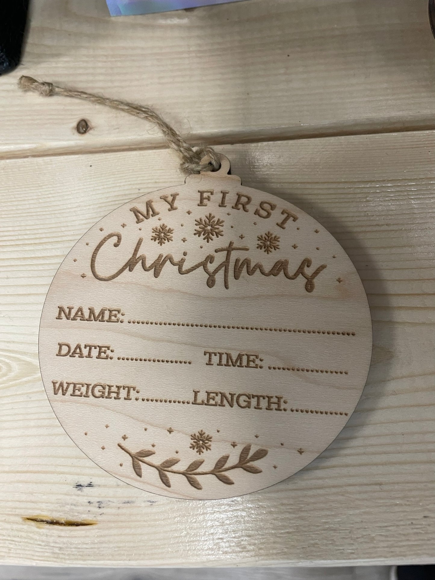 Personalized “Our First Christmas As” Wooden Ornament – Nanny & Poppy, Mom & Dad, Grandma & Grandpa, or Mr. & Mrs.