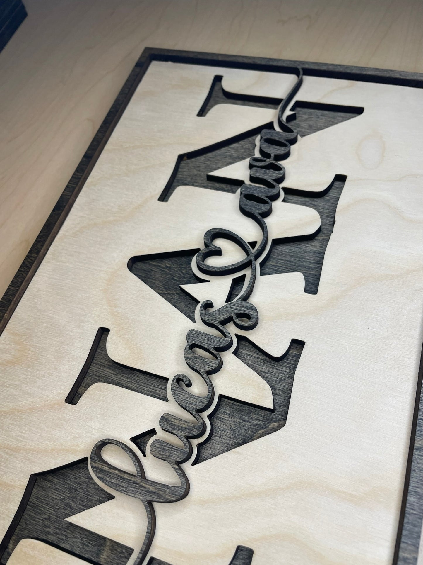 Personalized Wooden Mom sign with children name