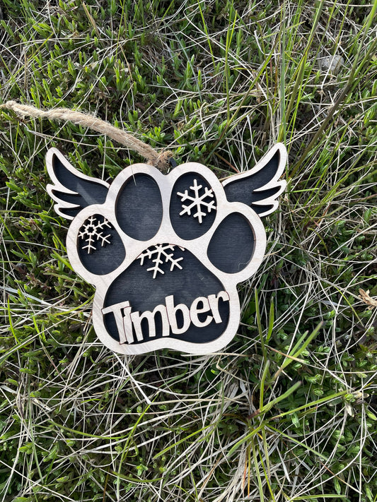 Custom Dog Paws Memorial - Ornament
