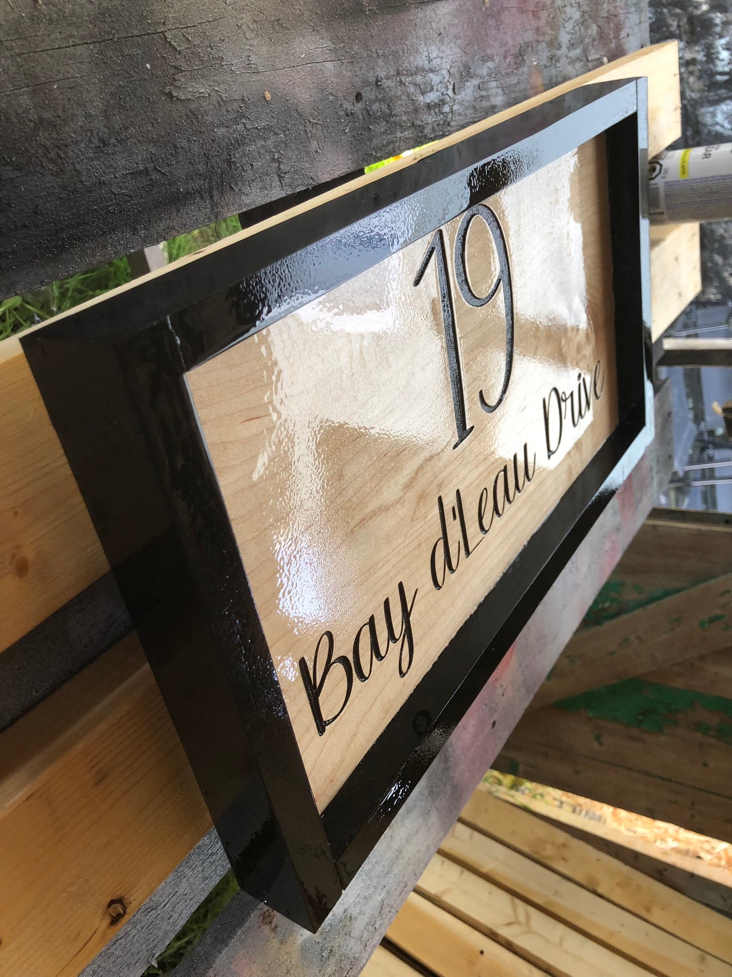 Custom Wooden House Address Sign with Frame – Personalized Street & Number Plaque for Home Décor and Outdoor Display