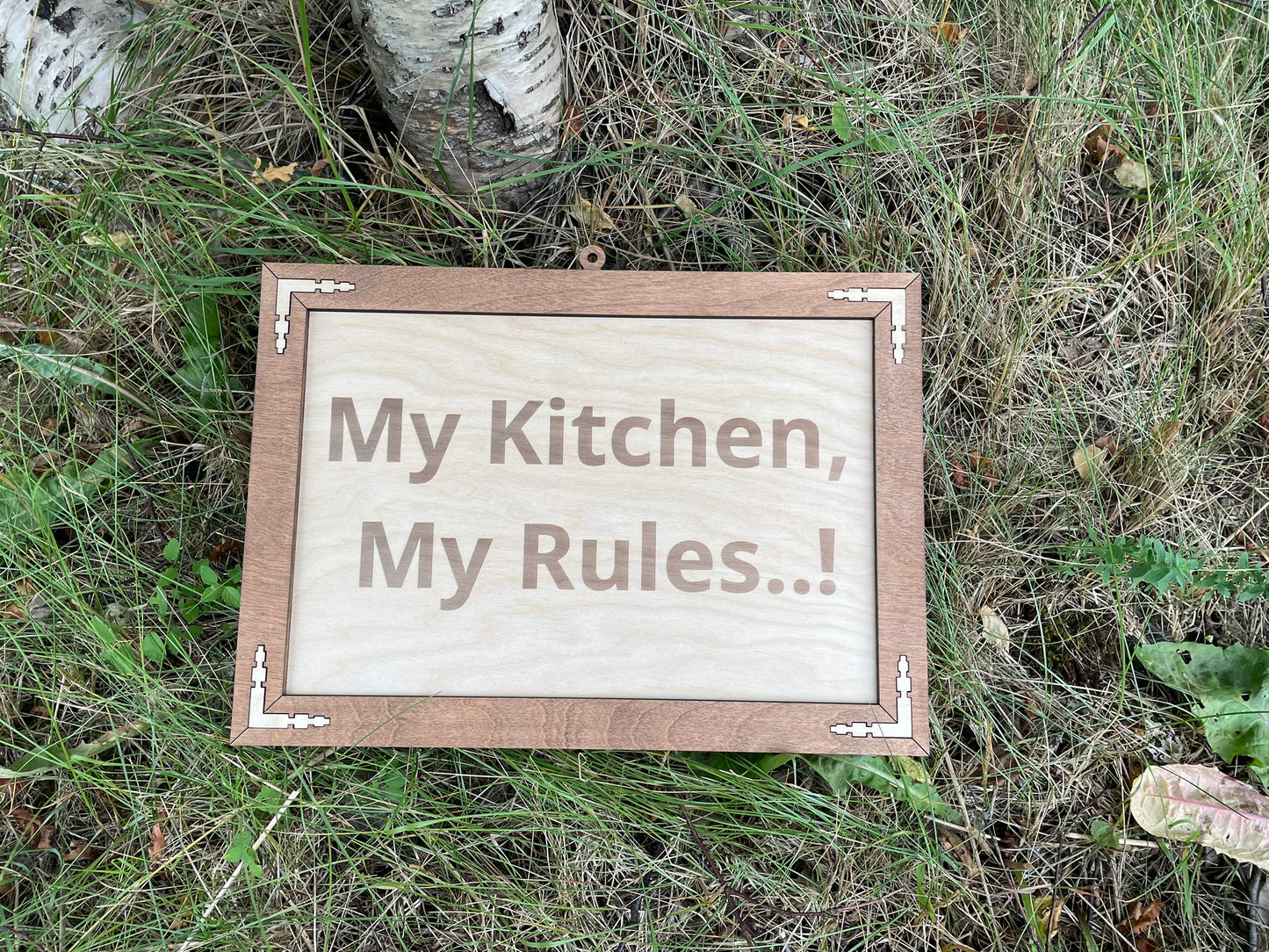 Rustic Wooden Kitchen Sign – “My Kitchen, My Rules” – Handmade Farmhouse Wall Decor