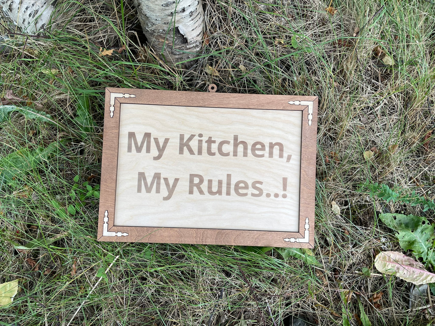 Rustic Wooden Kitchen Sign – “My Kitchen, My Rules” – Handmade Farmhouse Wall Decor