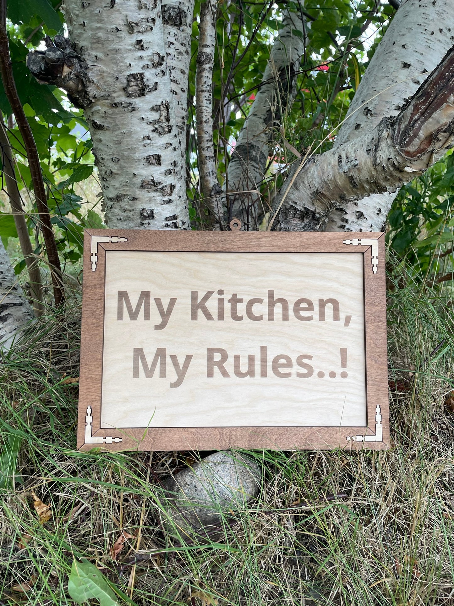 Rustic Wooden Kitchen Sign – “My Kitchen, My Rules” – Handmade Farmhouse Wall Decor