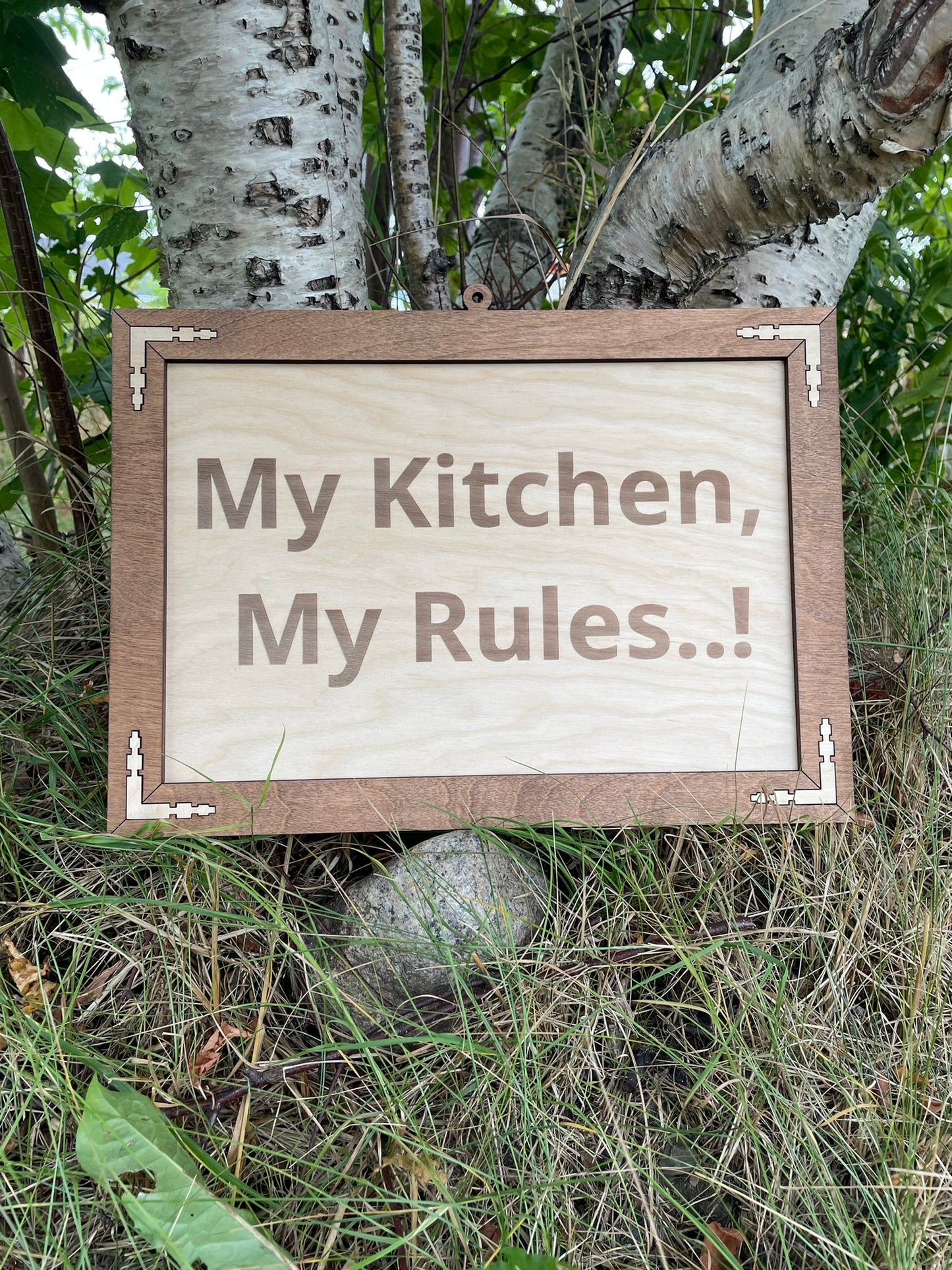 Rustic Wooden Kitchen Sign – “My Kitchen, My Rules” – Handmade Farmhouse Wall Decor