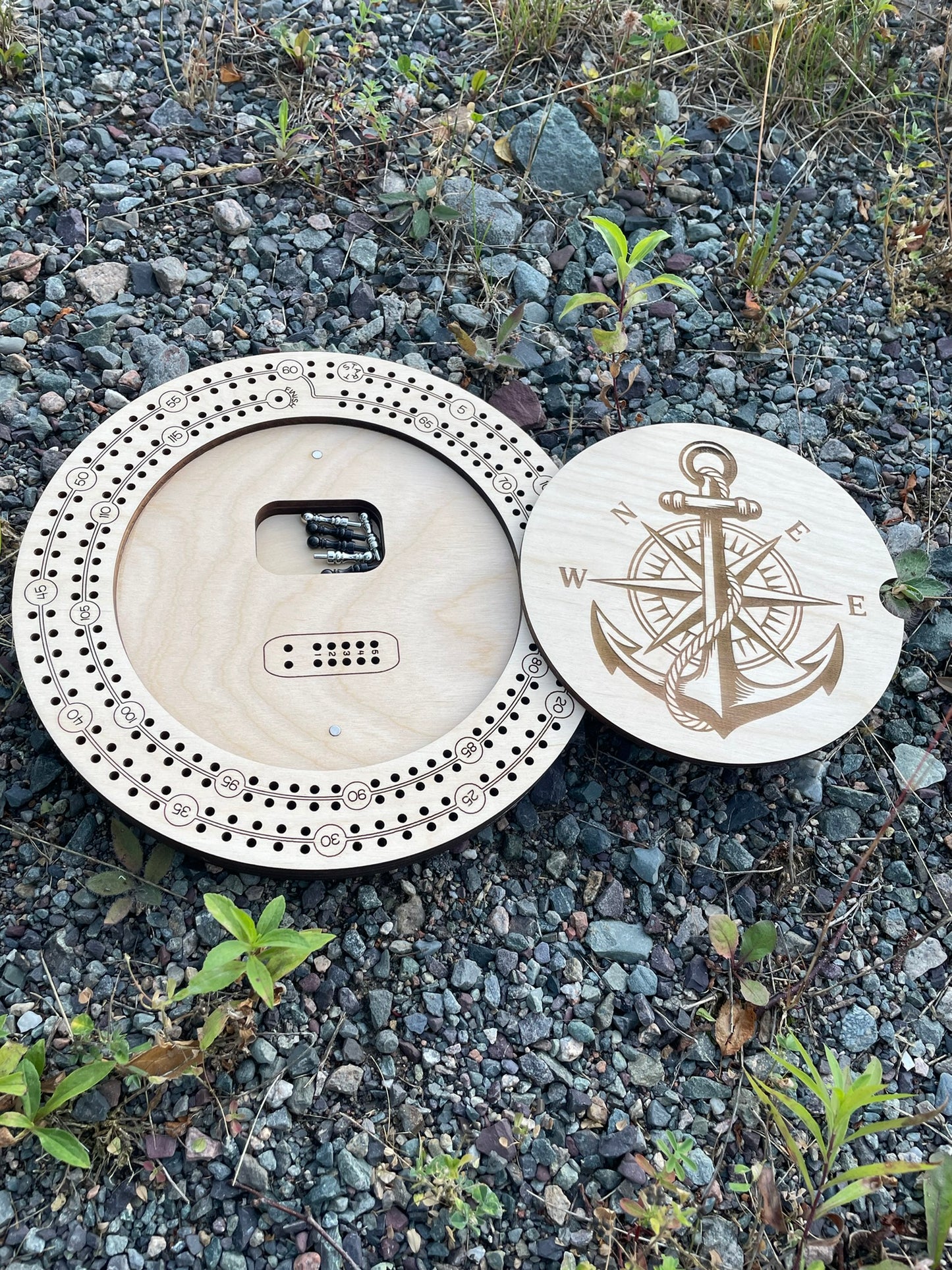 Handcrafted 9 Inch Two Player Cribbage Board with Storage | Wooden Travel Game by F&C Gift Store