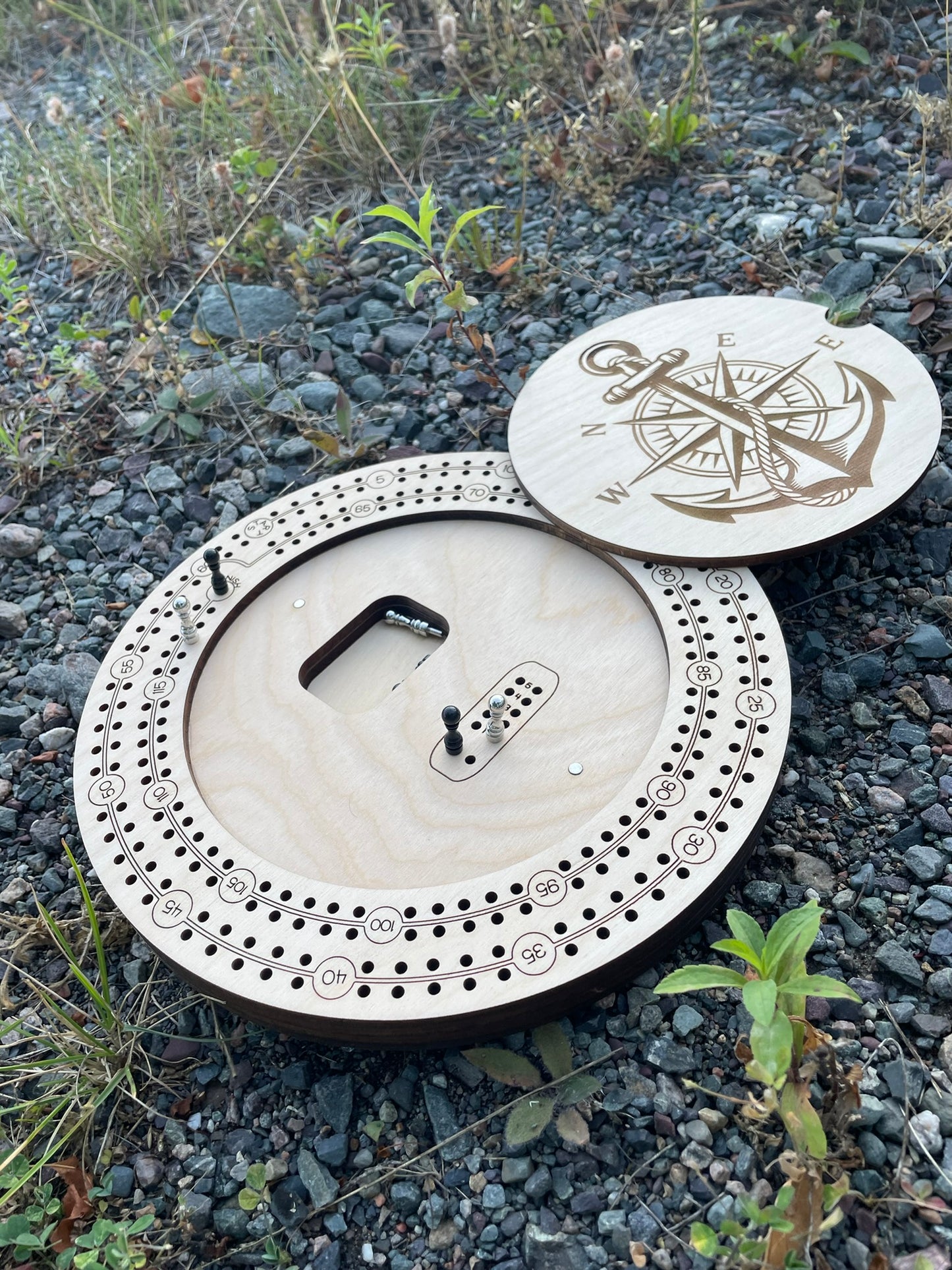 Handcrafted 9 Inch Two Player Cribbage Board with Storage | Wooden Travel Game by F&C Gift Store