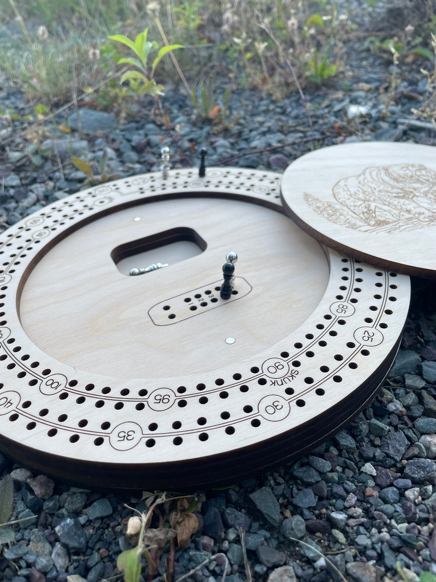 Handcrafted 9 Inch Two Player Cribbage Board with Storage | Wooden Travel Game by F&C Gift Store