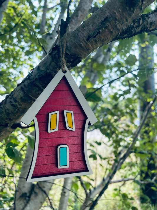 Newfoundland Jellybean Row House Ornament – Colorful Wooden Christmas Decoration