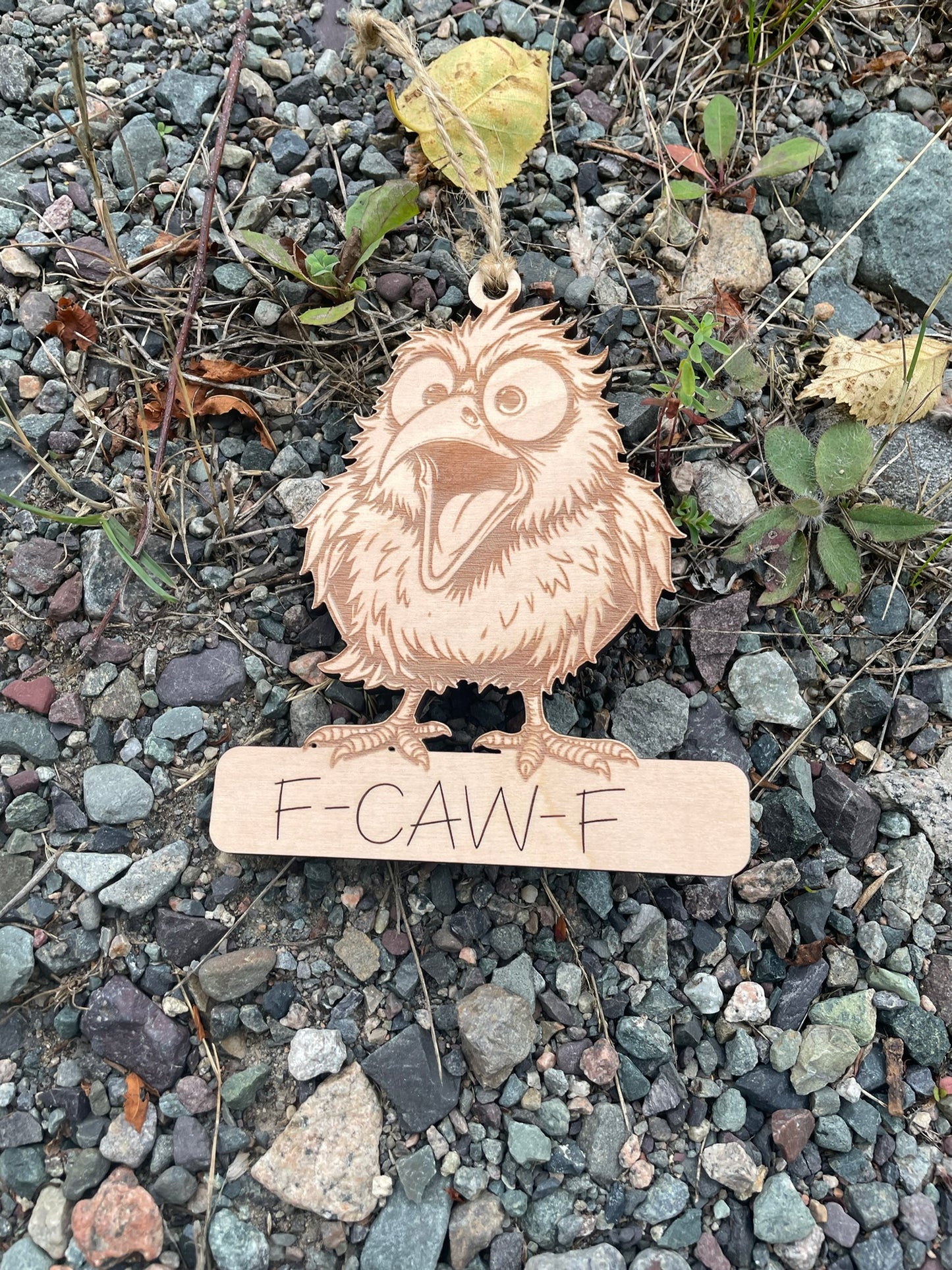 Funny “F-CAW-F” Crow Wooden Ornament – Laser-Cut Farmhouse Christmas Decoration