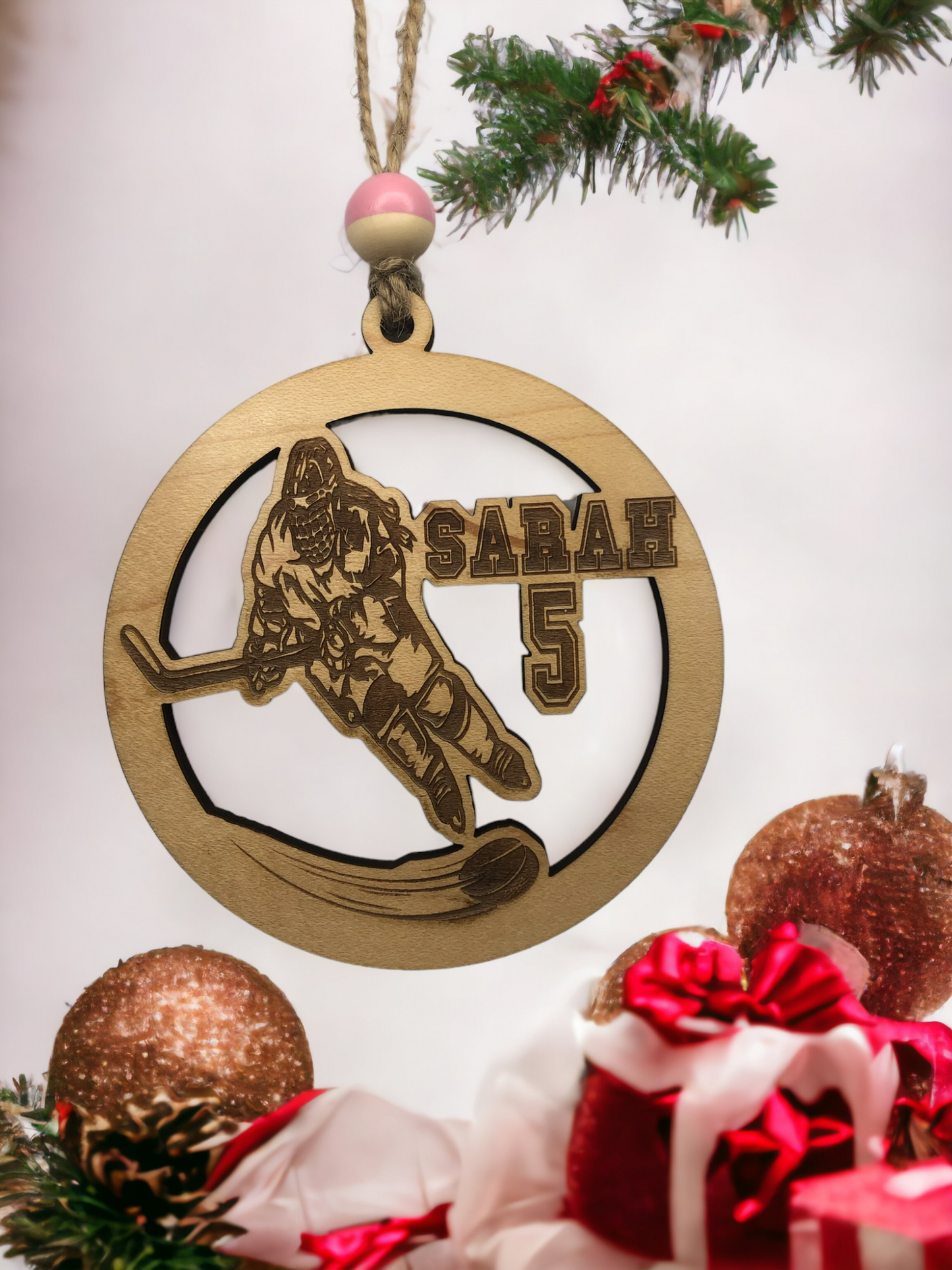 Custom wooden Hockey Ornament