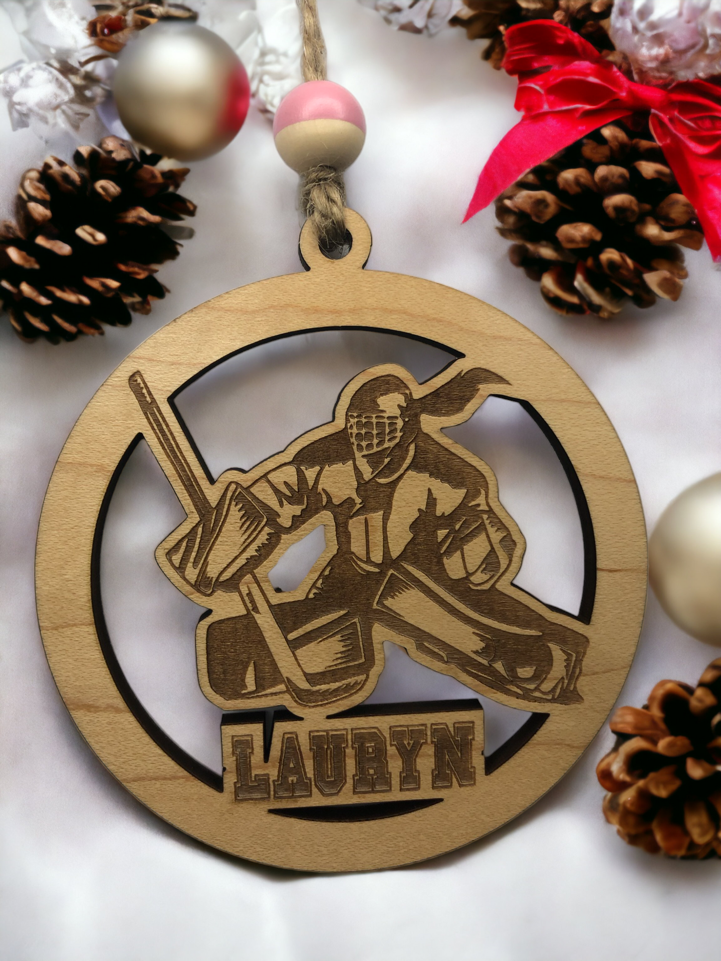 Custom wooden Hockey Ornament