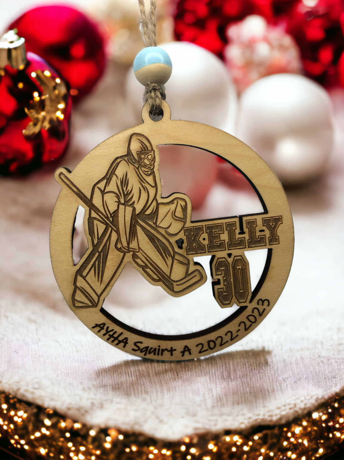 Custom wooden Hockey Ornament