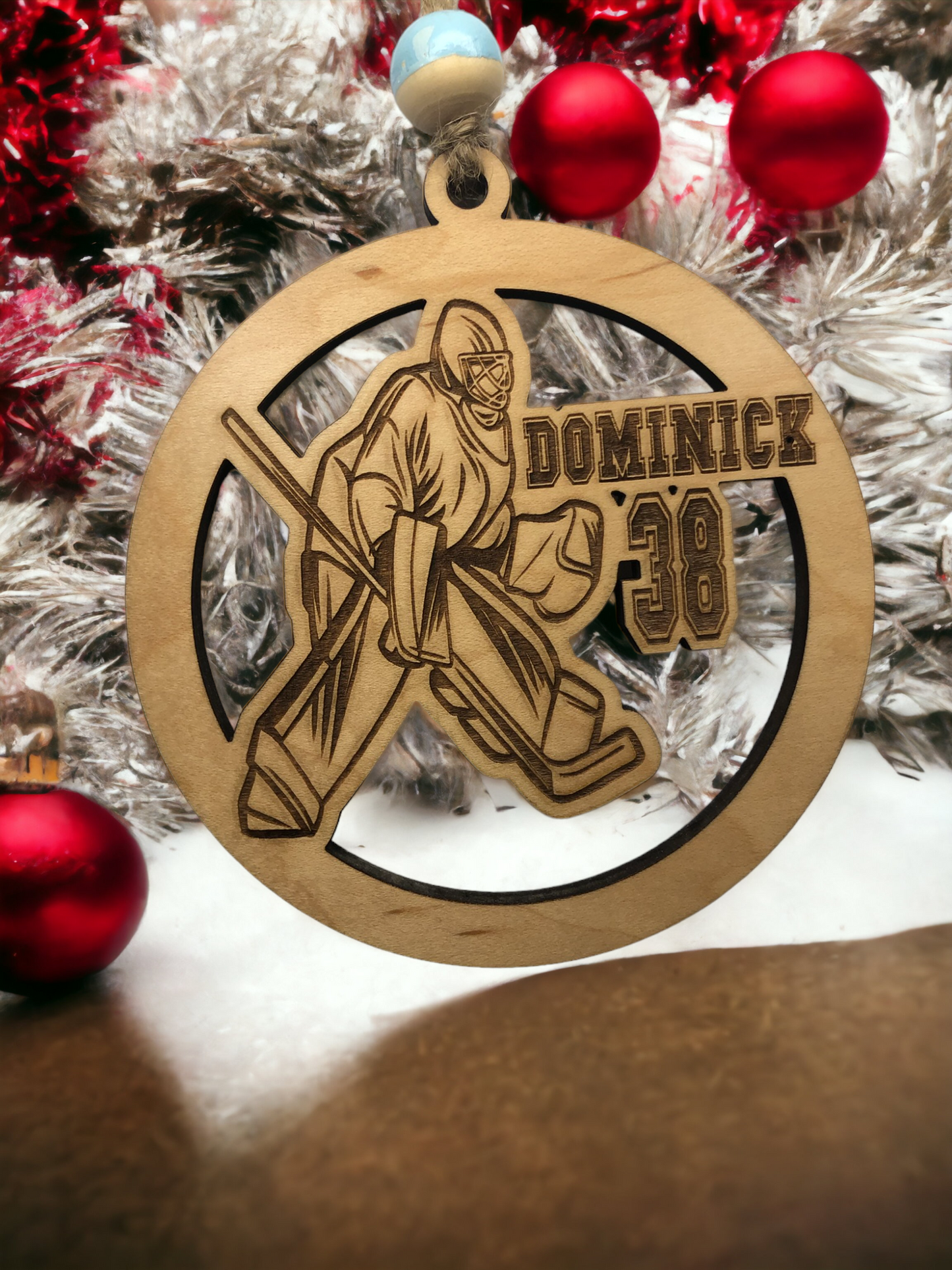 Custom wooden Hockey Ornament