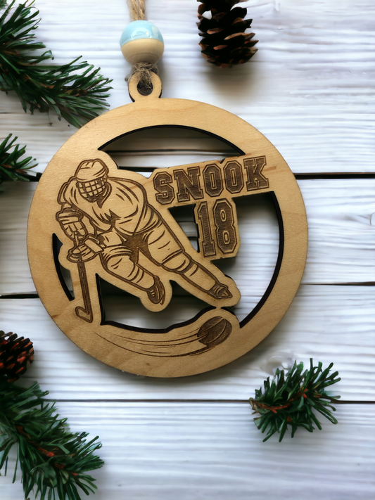 Custom wooden Hockey Ornament