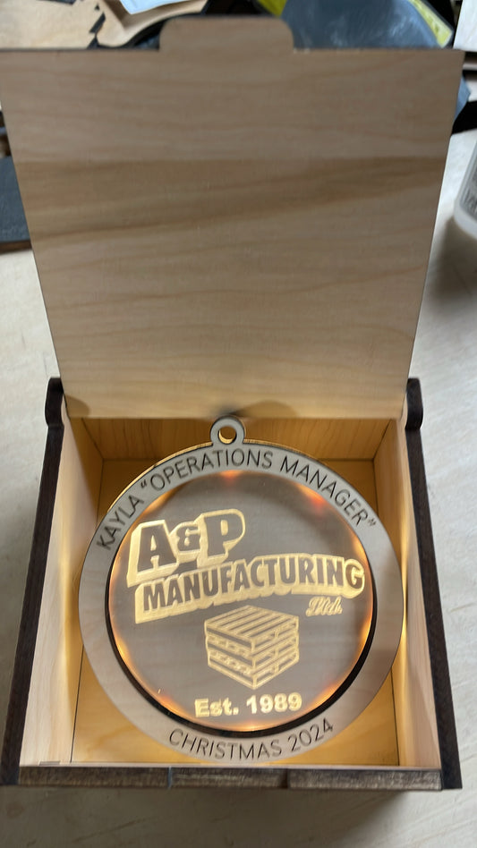 Custom Company Logo Ornament – Personalized Business Christmas Gift | Laser Engraved Wood Ornament for Employees or Clients