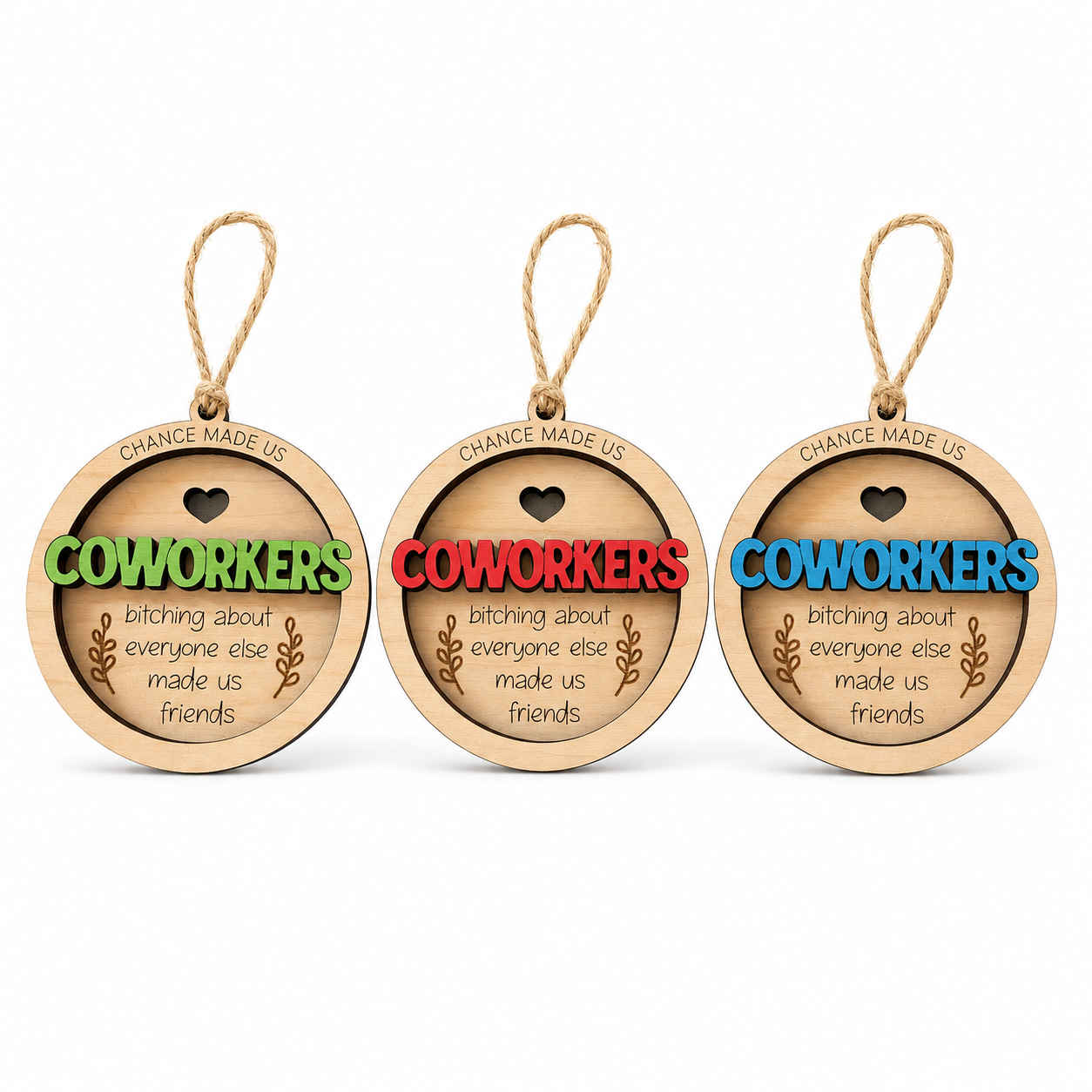 Funny Coworkers 4-Inch Wooden Ornament – Workplace Gift