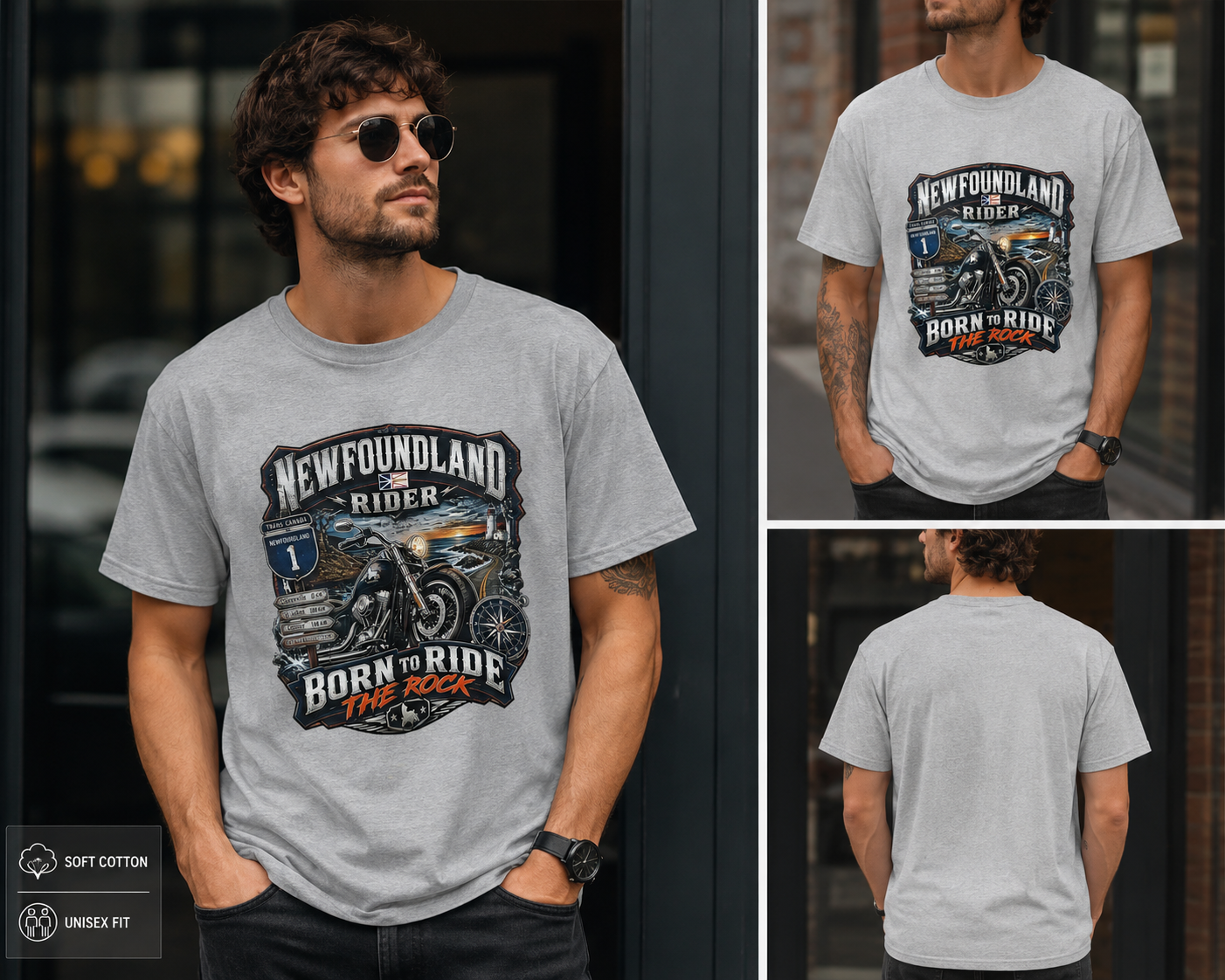 Newfoundland Rider – Born to Ride the Rock Unisex T-Shirt