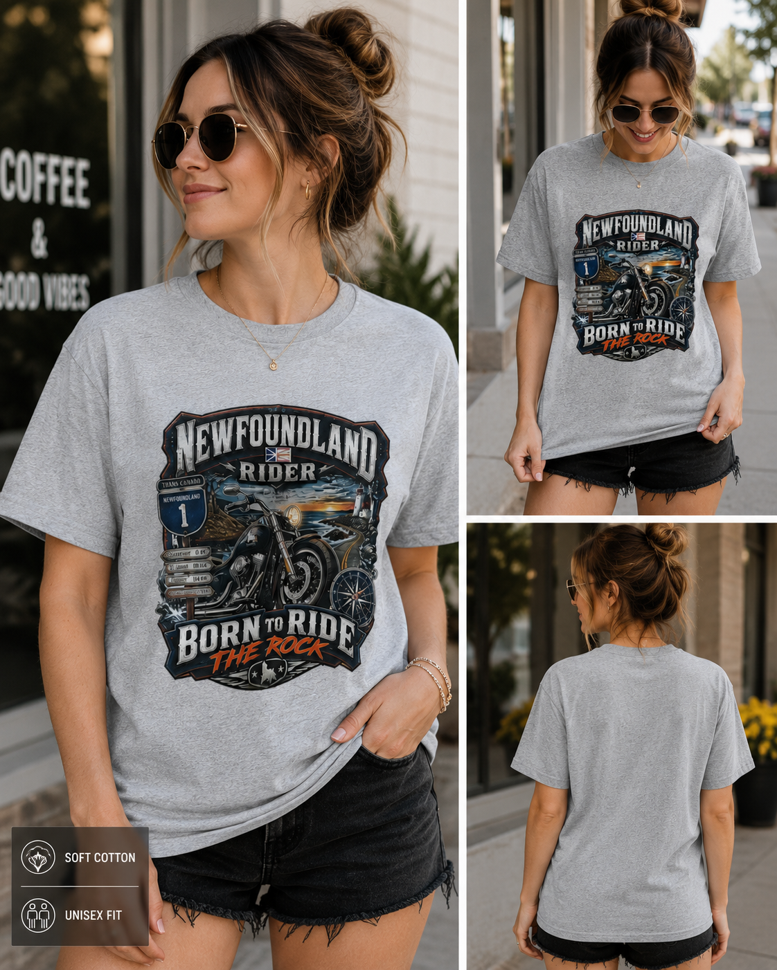 Newfoundland Rider – Born to Ride the Rock Unisex T-Shirt