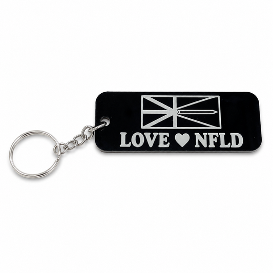 Newfoundland Acrylic Keychain | 709 NFLD & Love NFLD | Laser Engraved Souvenir | Made in Newfoundland, Canada
