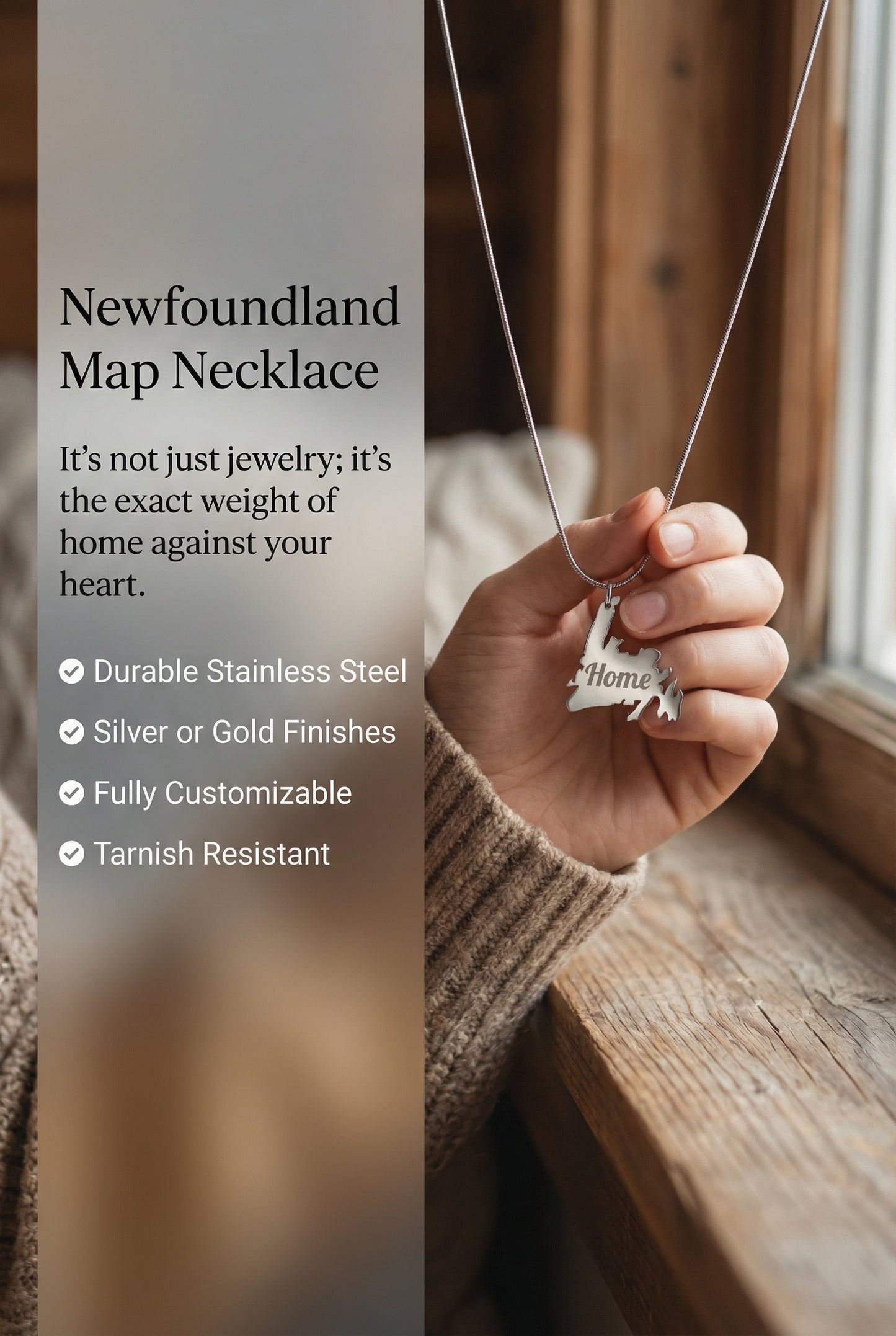 Newfoundland Map Necklace