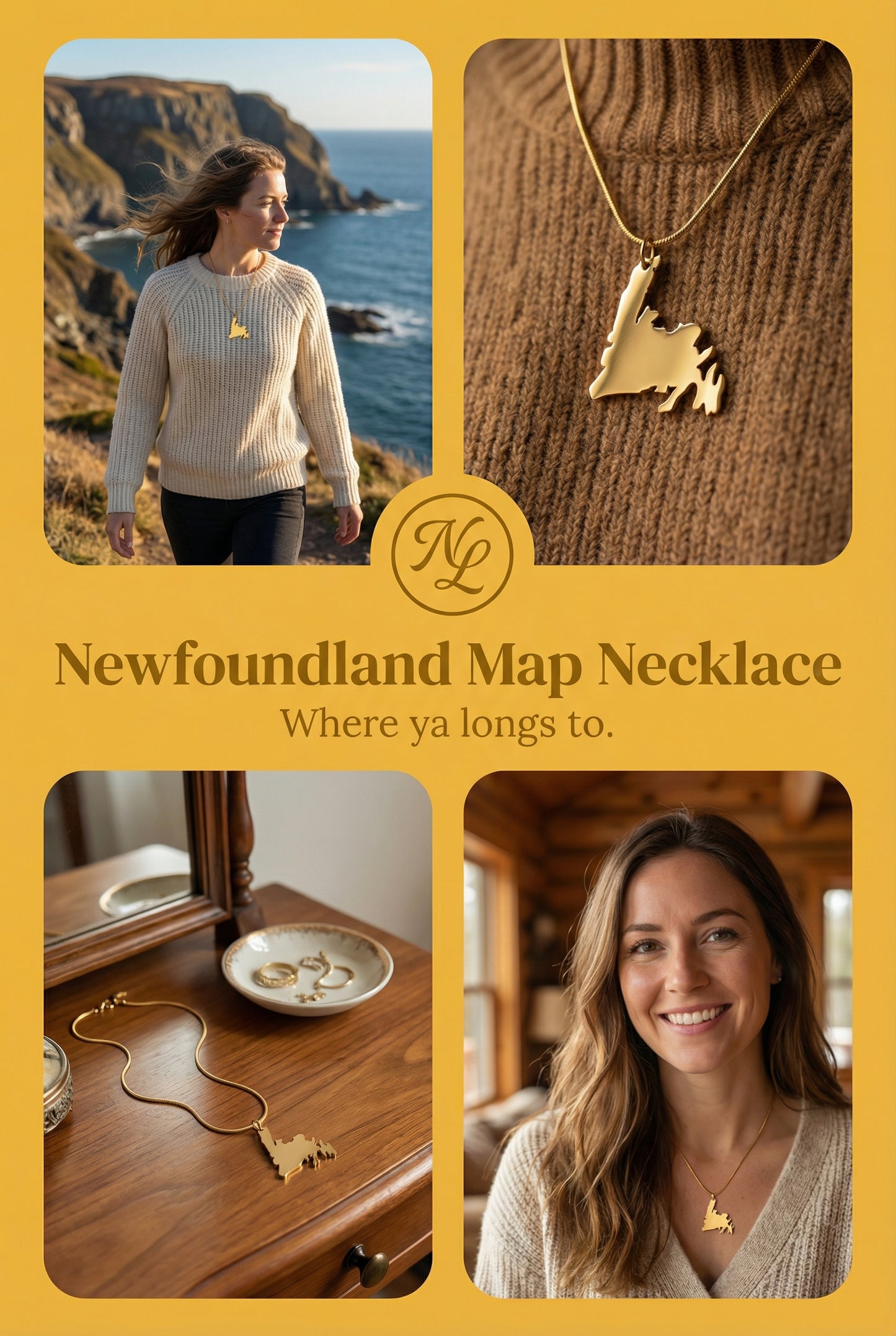 Newfoundland Map Necklace