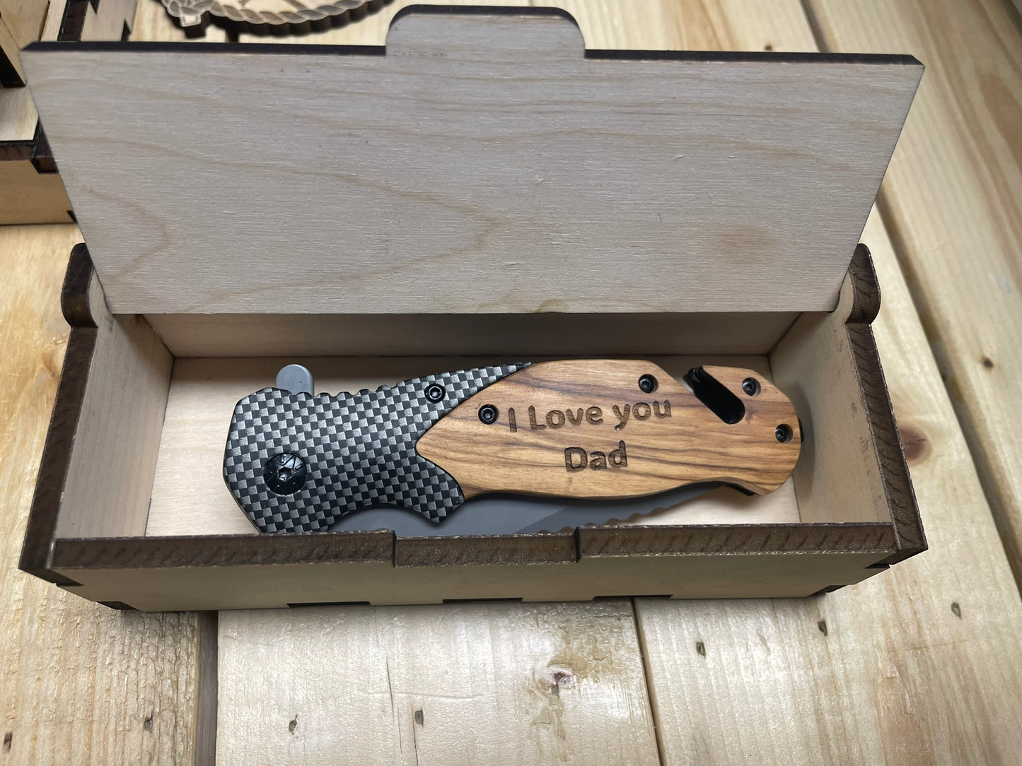 Personalized Engraved Knife Gift Set with Wooden Box