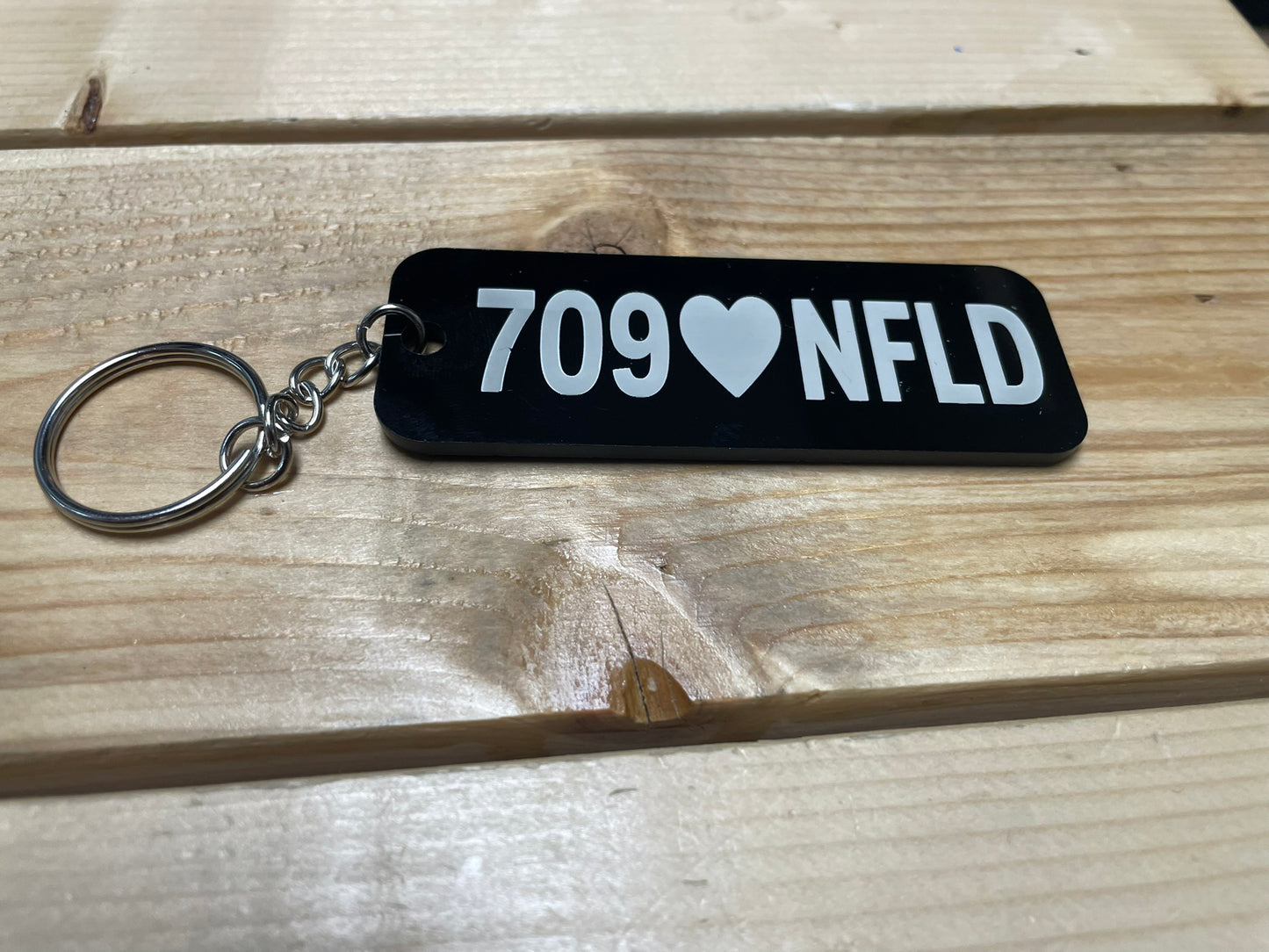 Newfoundland Acrylic Keychain | 709 NFLD & Love NFLD | Laser Engraved Souvenir | Made in Newfoundland, Canada