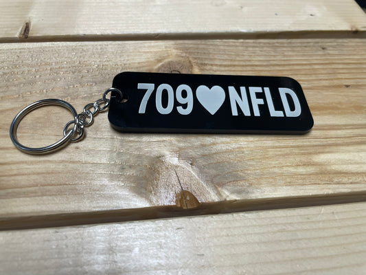 Newfoundland Acrylic Keychain | 709 NFLD & Love NFLD | Laser Engraved Souvenir | Made in Newfoundland, Canada