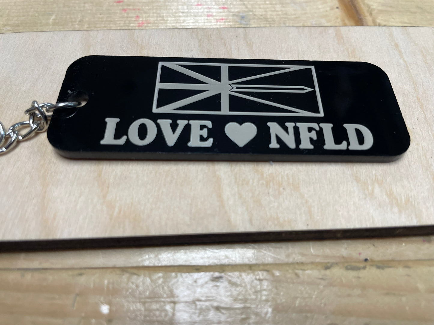 Newfoundland Acrylic Keychain | 709 NFLD & Love NFLD | Laser Engraved Souvenir | Made in Newfoundland, Canada