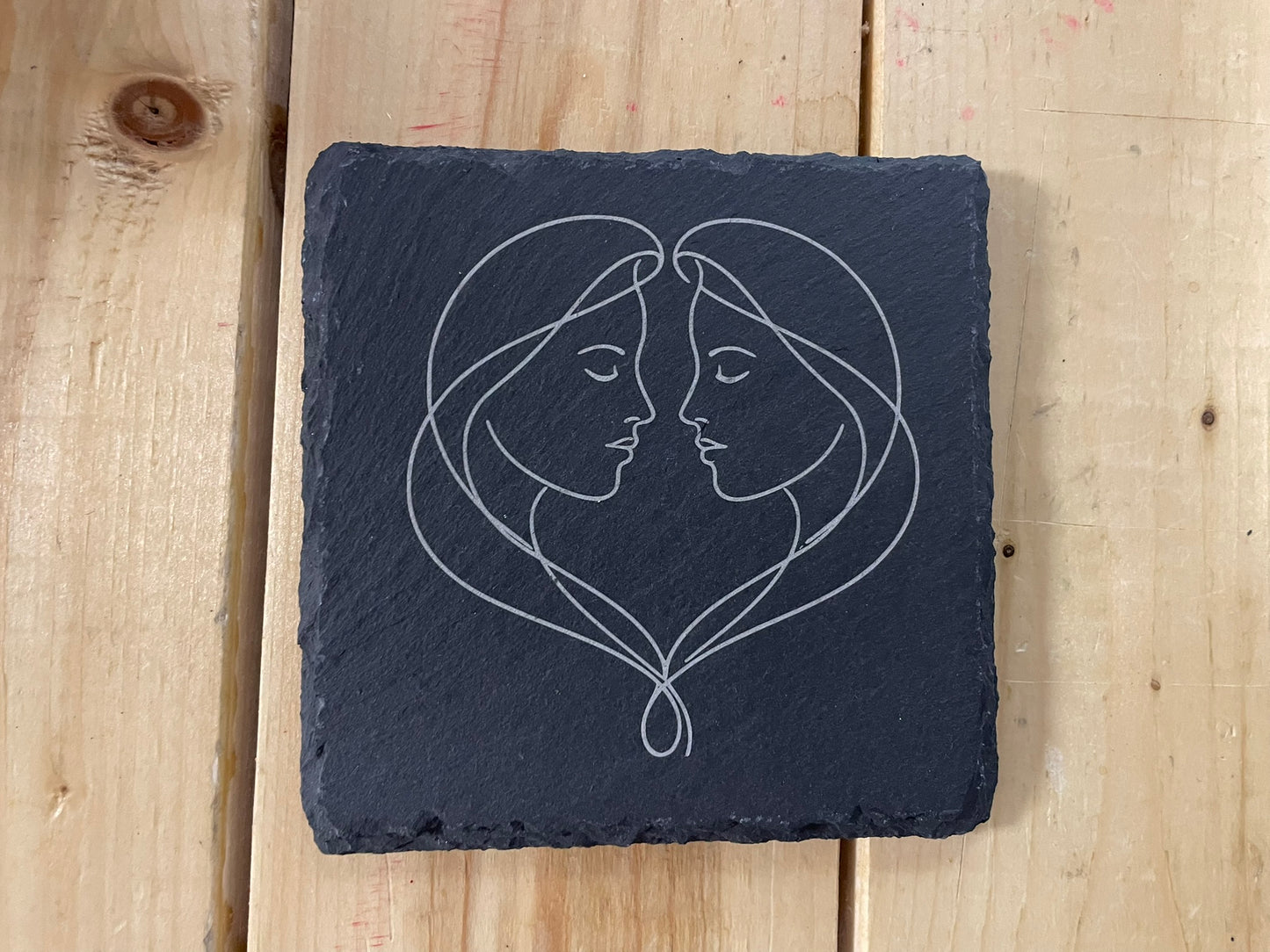 4" Engraved Slate Zodiac Coaster – Minimalist Astrology Design