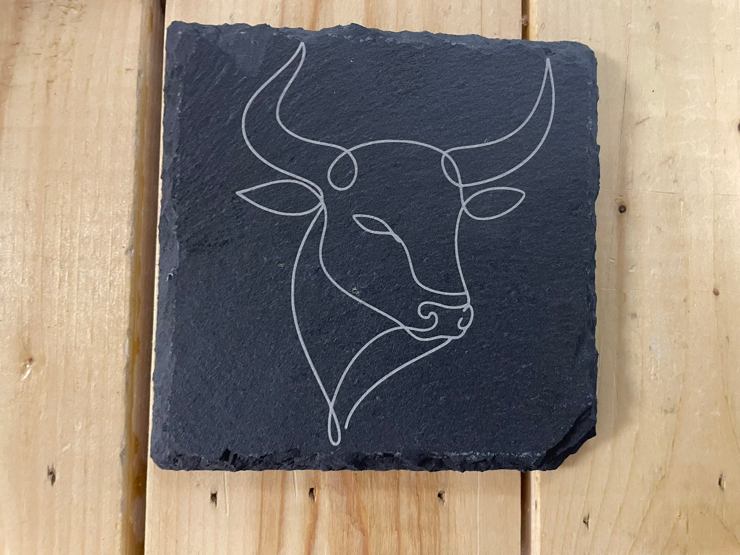 4" Engraved Slate Zodiac Coaster – Minimalist Astrology Design