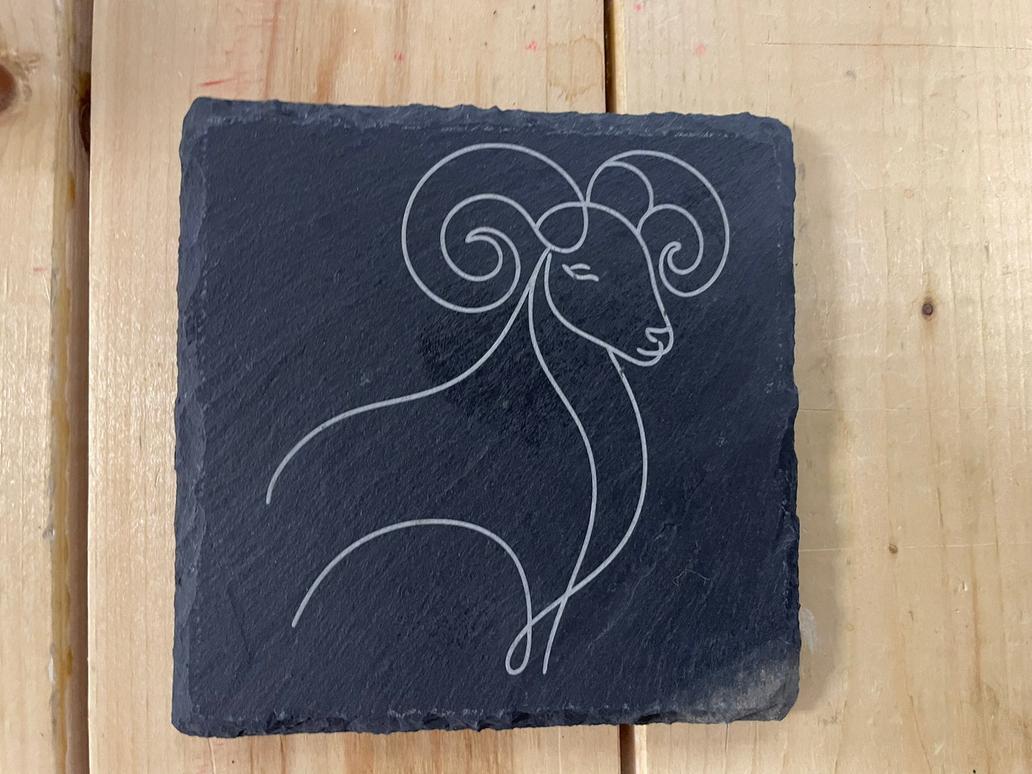 4" Engraved Slate Zodiac Coaster – Minimalist Astrology Design