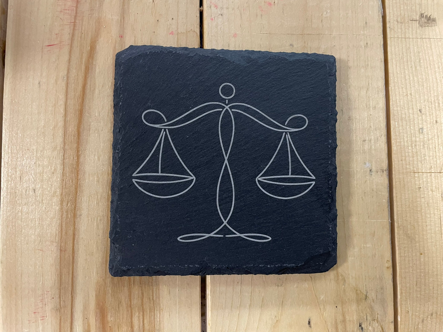 4" Engraved Slate Zodiac Coaster – Minimalist Astrology Design