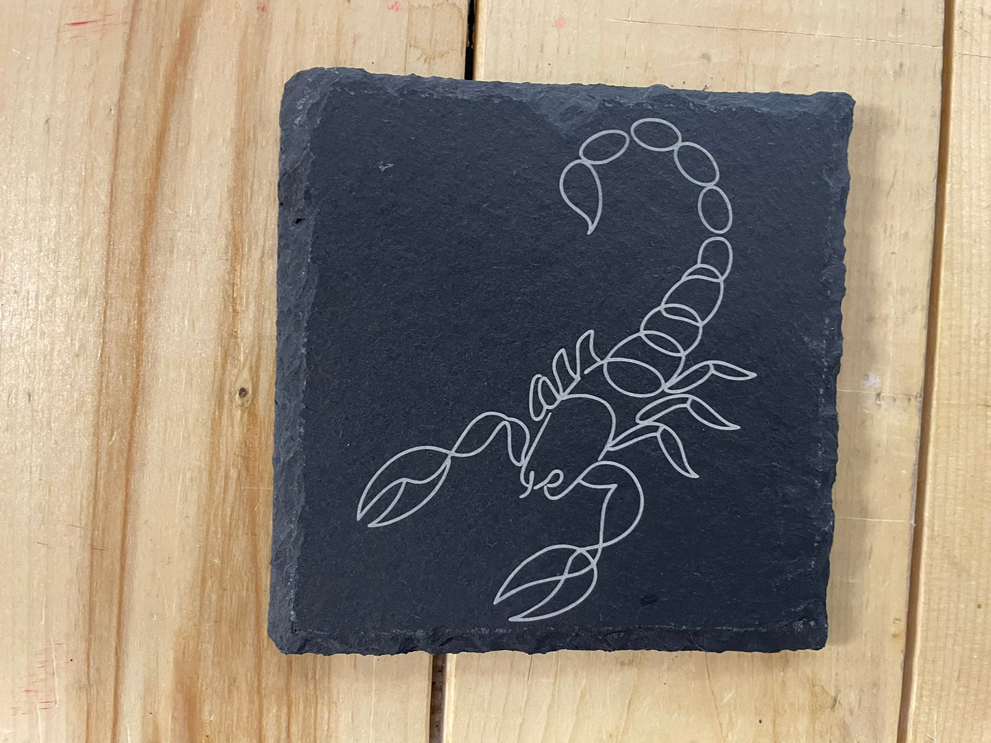 4" Engraved Slate Zodiac Coaster – Minimalist Astrology Design