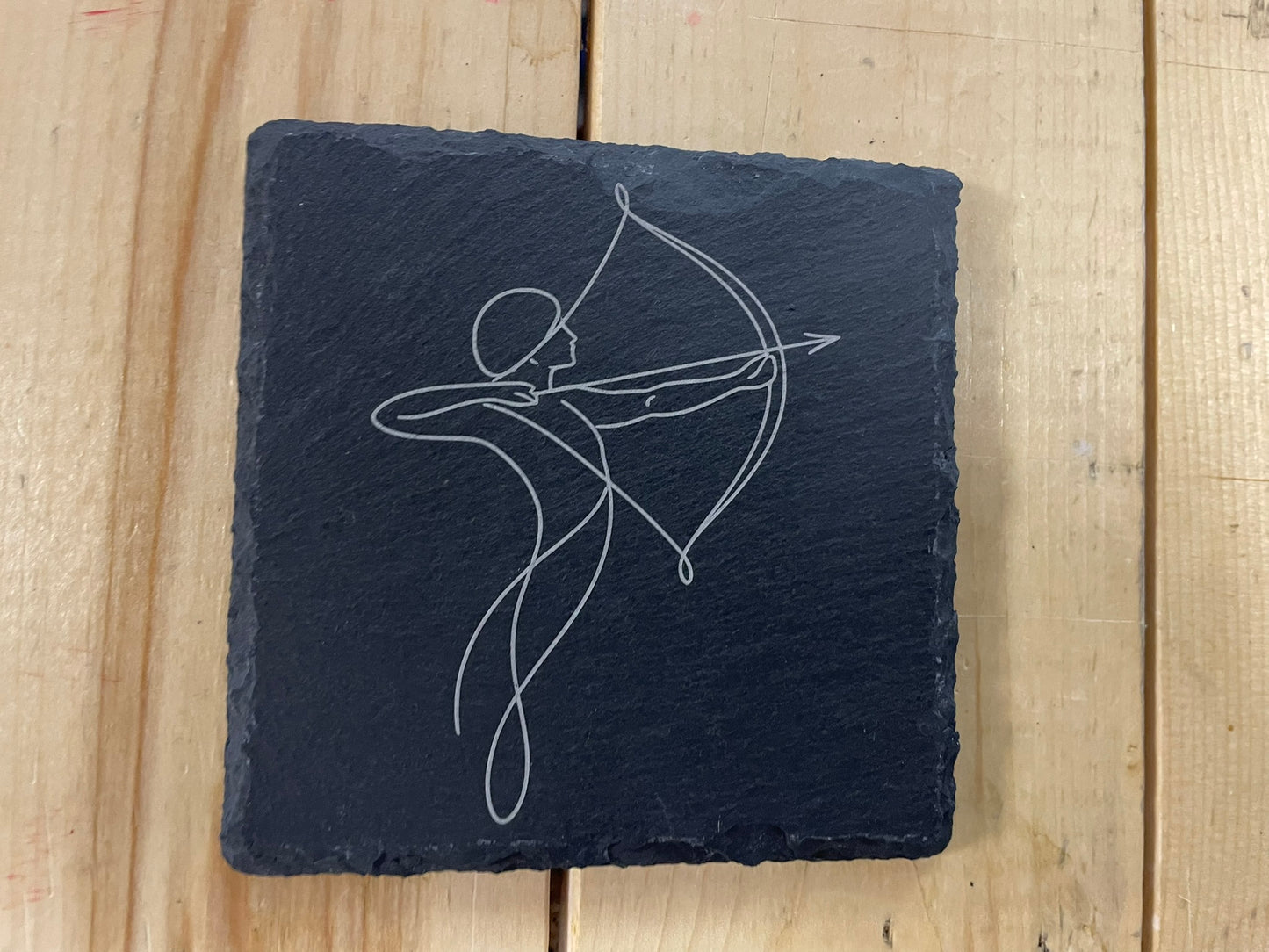 4" Engraved Slate Zodiac Coaster – Minimalist Astrology Design