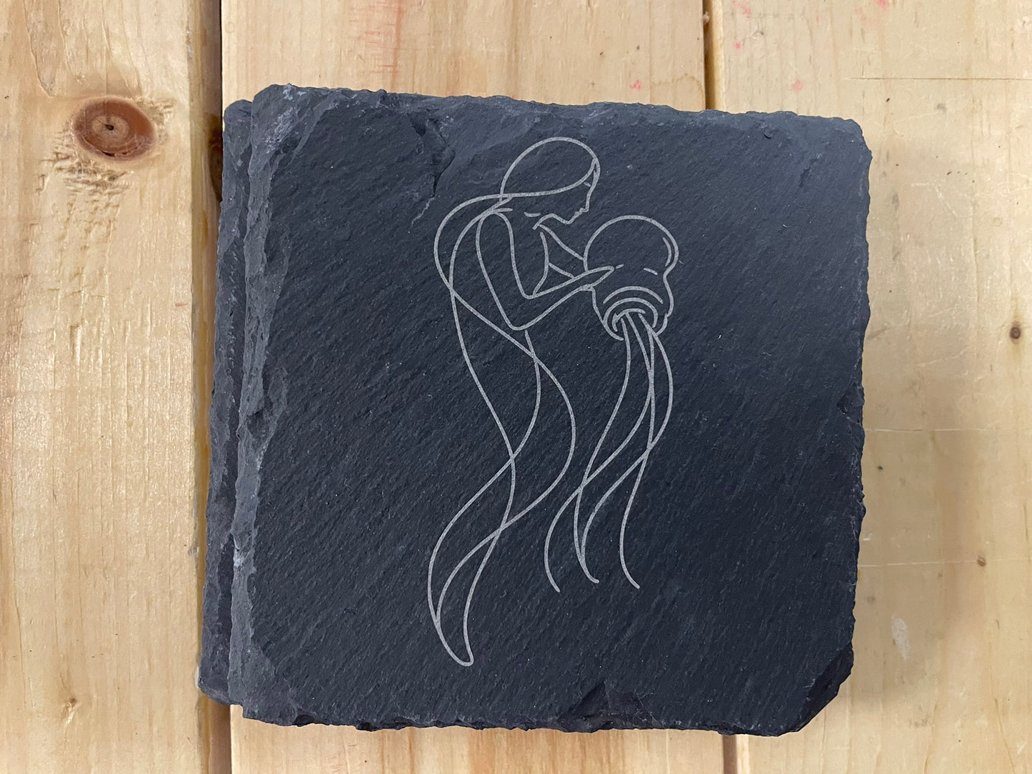 4" Engraved Slate Zodiac Coaster – Minimalist Astrology Design