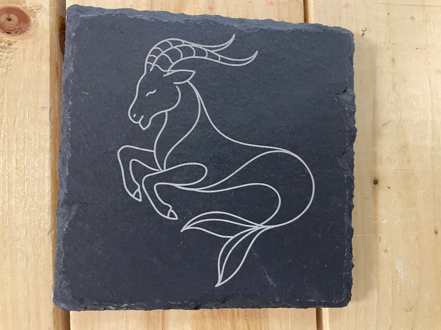 4" Engraved Slate Zodiac Coaster – Minimalist Astrology Design