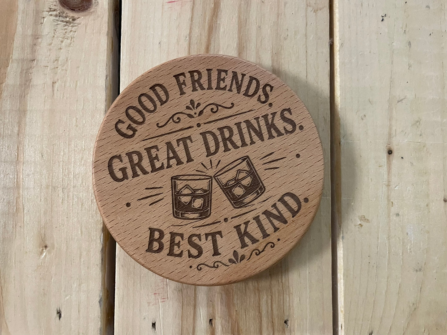 Funny Wooden Drink Coaster – 3.5" Laser Engraved Hardwood Coaster