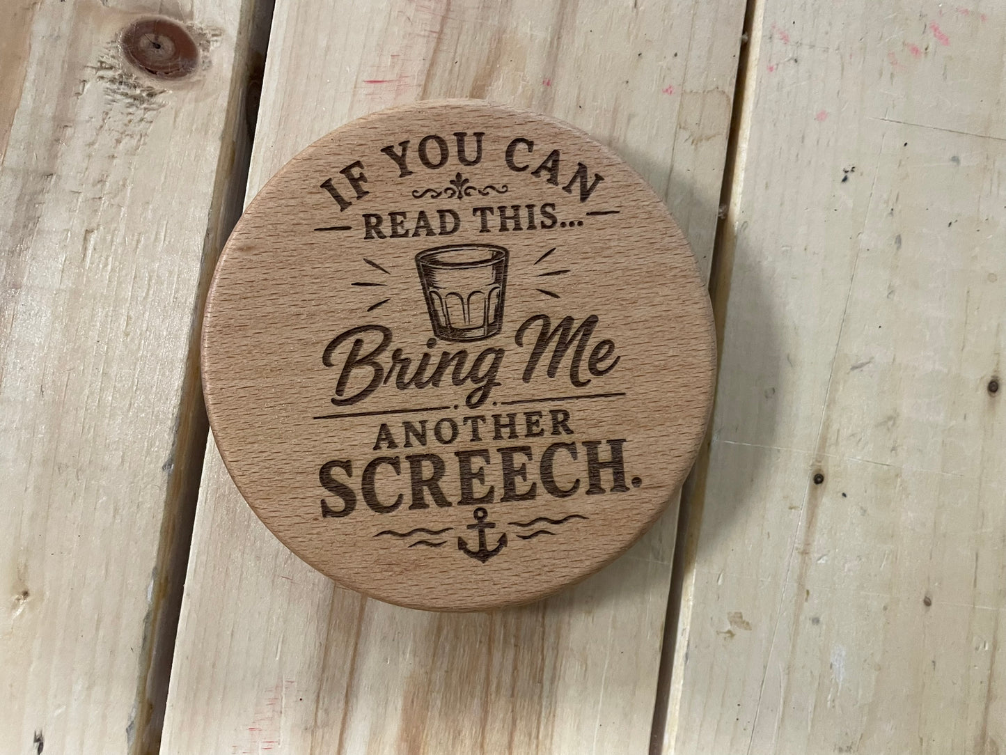 Funny Wooden Drink Coaster – 3.5" Laser Engraved Hardwood Coaster