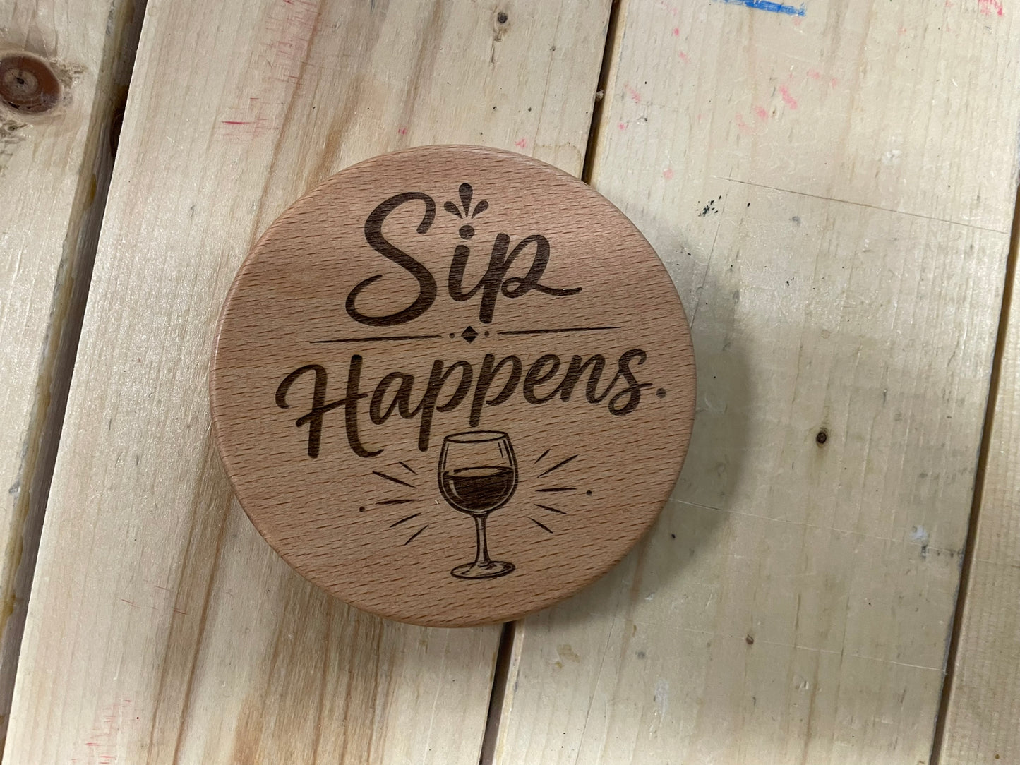 Funny Wooden Drink Coaster – 3.5" Laser Engraved Hardwood Coaster