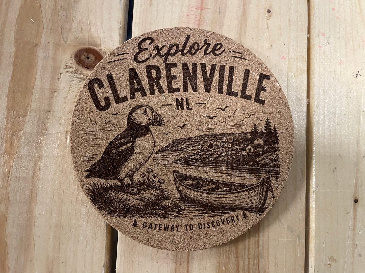 Clarenville NL Cork Coaster – Engraved Newfoundland Souvenir Gift