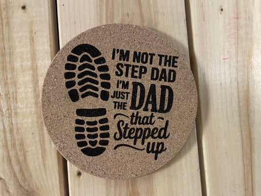 Step Dad Gift Cork Coaster – Engraved Father's Day Coaster