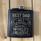 Best Dad Gift Set | Engraved Flask & Cork Coaster | Father's Day Gift for Dad | World's Greatest Dad