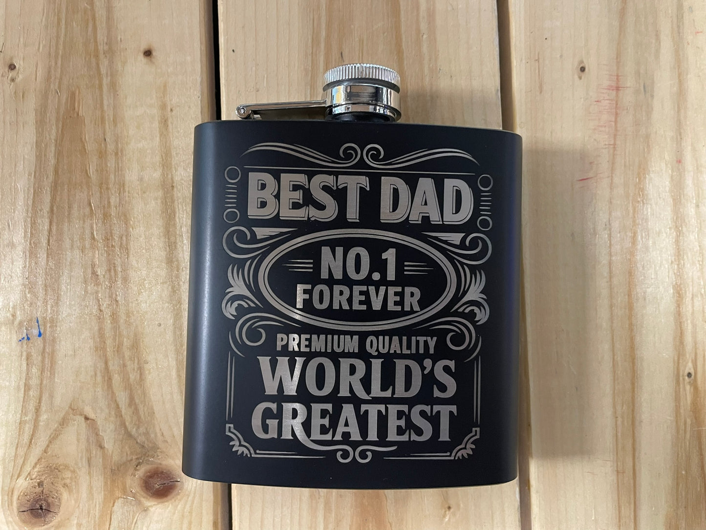 Best Dad Gift Set | Engraved Flask & Cork Coaster | Father's Day Gift for Dad | World's Greatest Dad