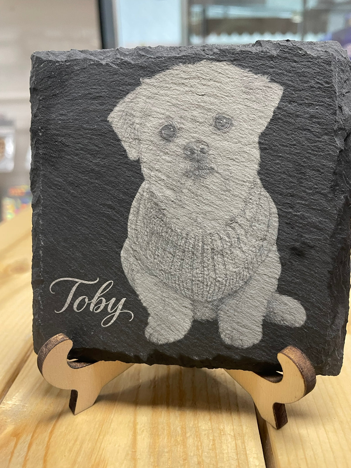 Personalized Photo Engraved Slate – Custom Pet Portrait & Memorial Gift