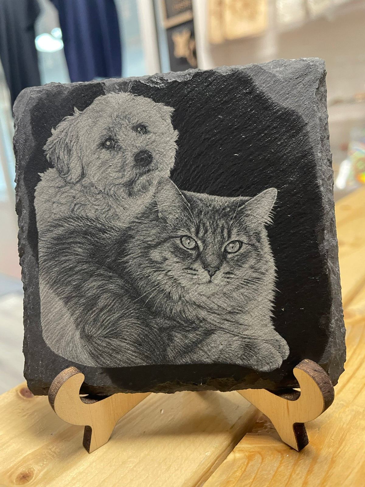 Personalized Photo Engraved Slate – Custom Pet Portrait & Memorial Gift