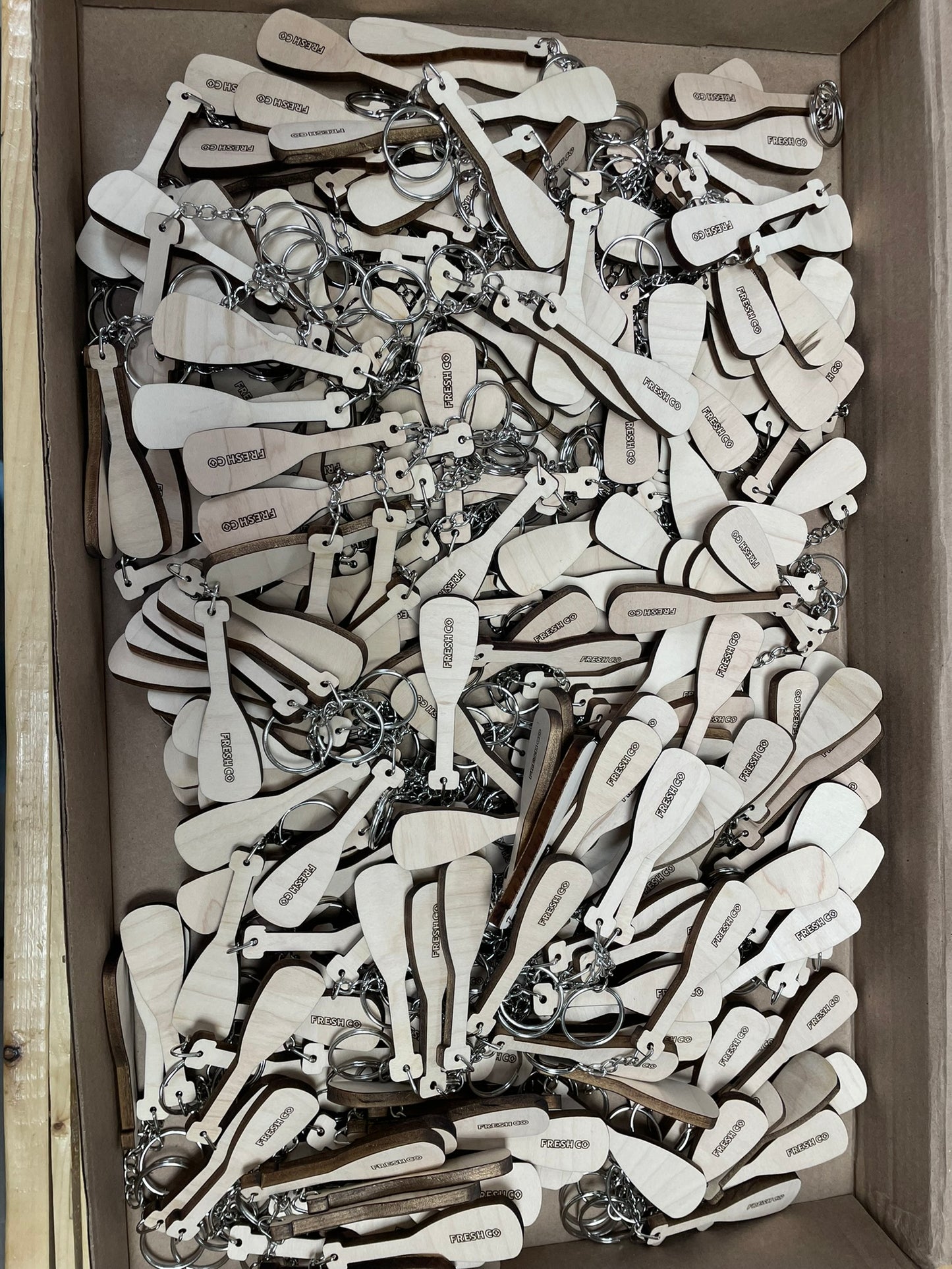 Custom Laser-Engraved Wooden Business Card Keychain